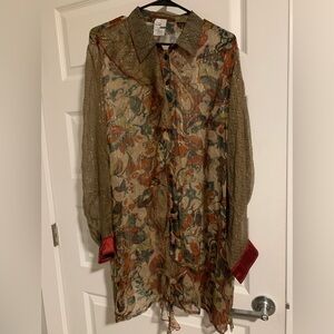 Women’s Sheer Floral Coverup with Gold Detail